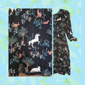 🍄50% Long Sleeve Black Midi Dress Unicorn